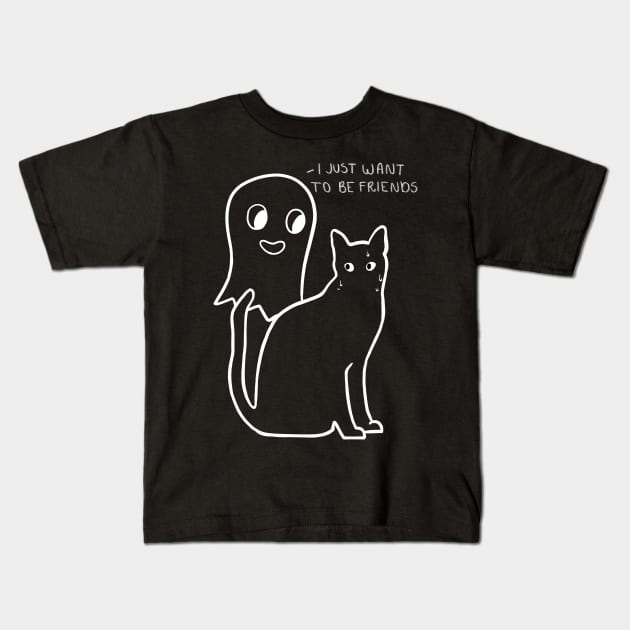 Cute Ghost Wants To Make Friends | Halloween Kids T-Shirt by Lizzamour